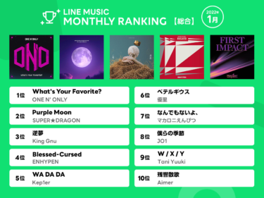 【LINE MUSIC 月間ランキング】1位ONE N' ONLY「What's Your Favorite?」、2位 SUPERDRAGON「Purple Moon」、3位King Gnu「逆夢」 – PR TIMES